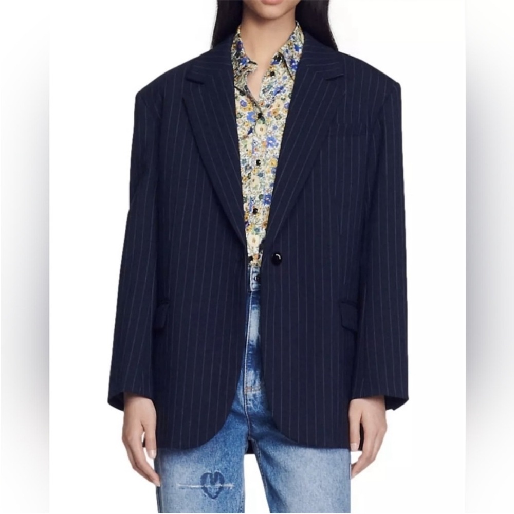 Oversized Navy Pinstripe Blazer